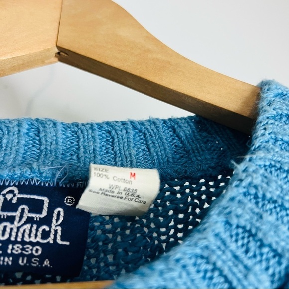 Vintage WoolRich Blue Cotton Knit Crewneck Medium - Picture 3 of 5